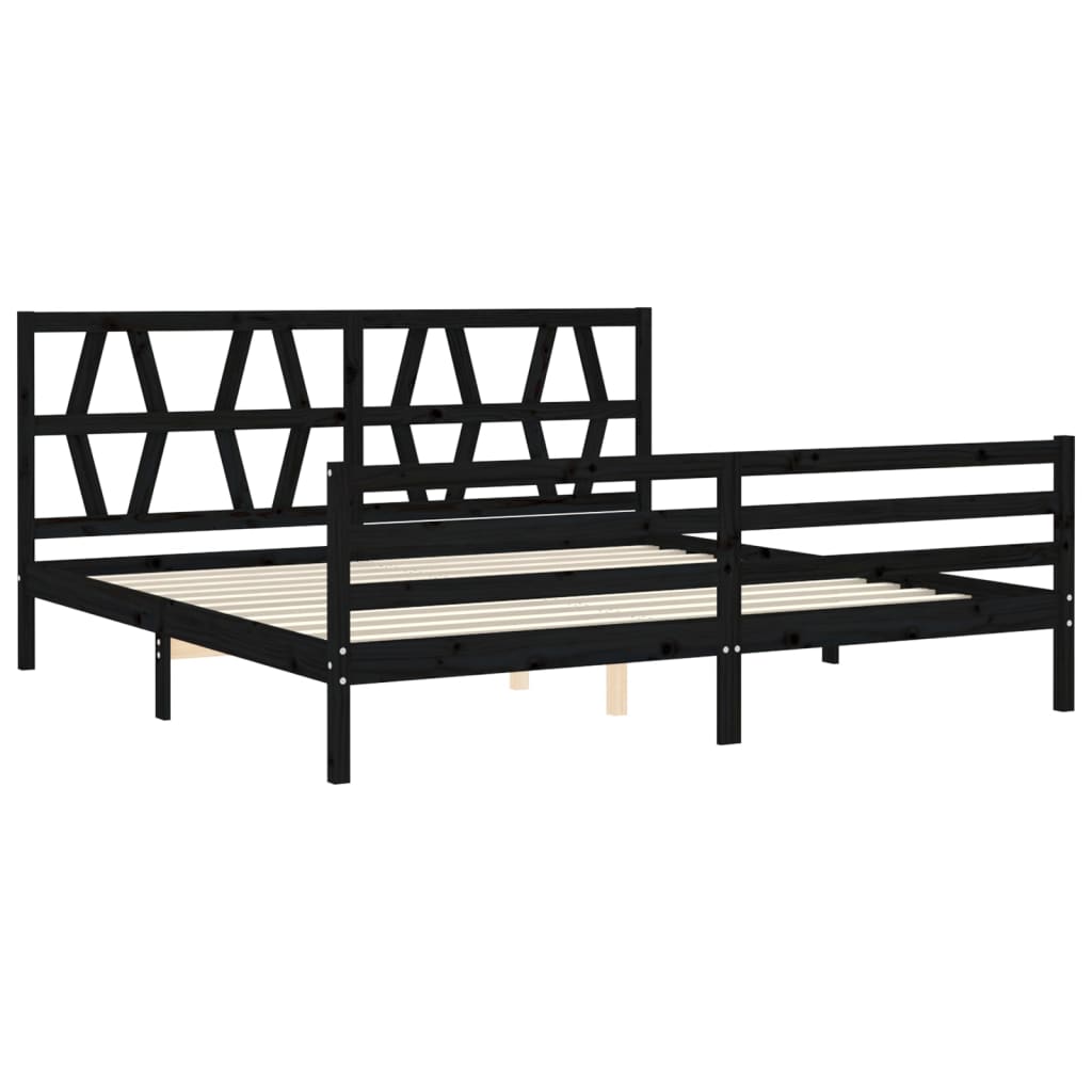 Bed Frame without Mattress Black 183x203 cm King Solid Wood
