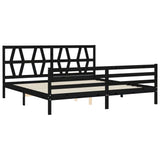 Bed Frame without Mattress Black 183x203 cm King Solid Wood