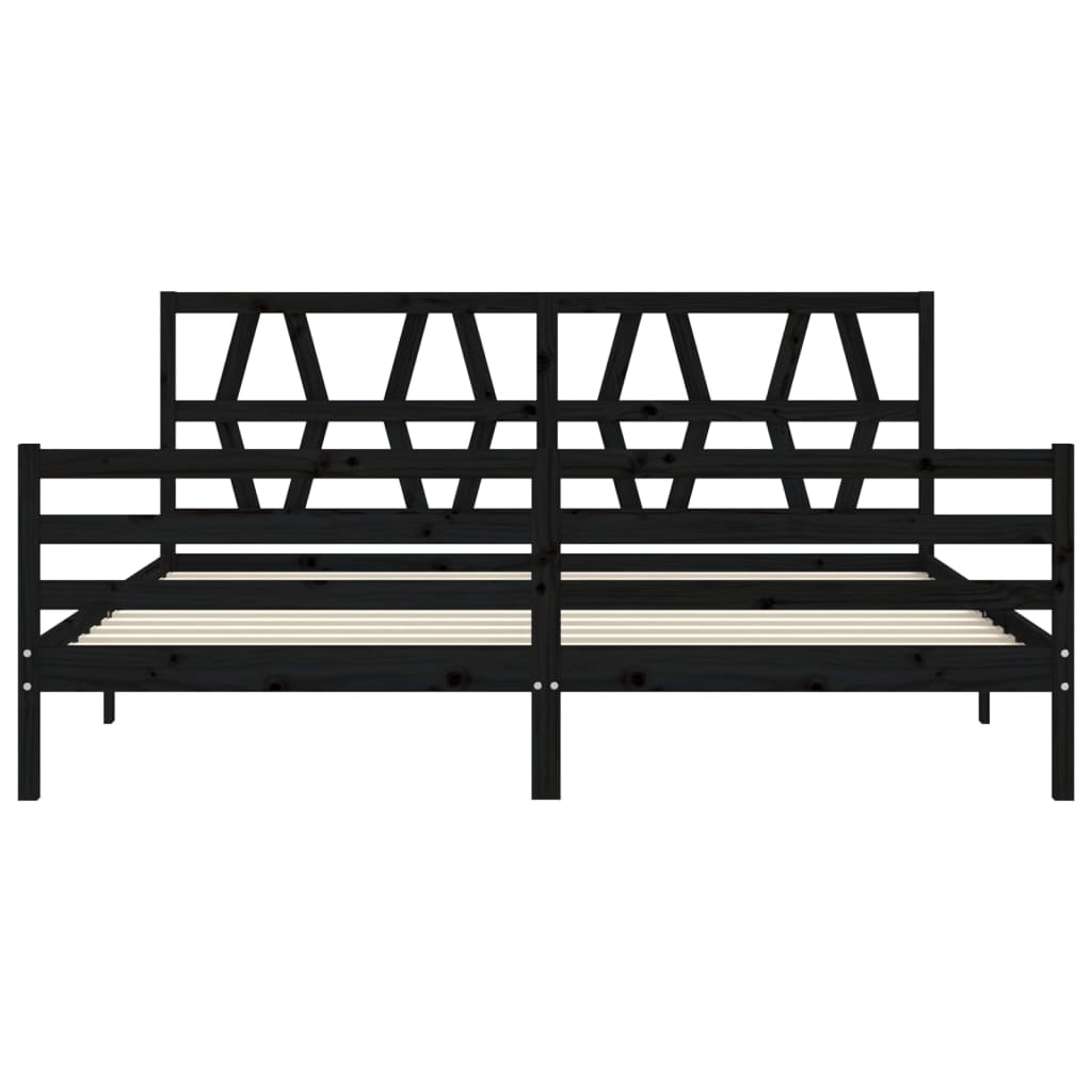 Bed Frame without Mattress Black 183x203 cm King Solid Wood