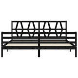 Bed Frame without Mattress Black 183x203 cm King Solid Wood - Rear View