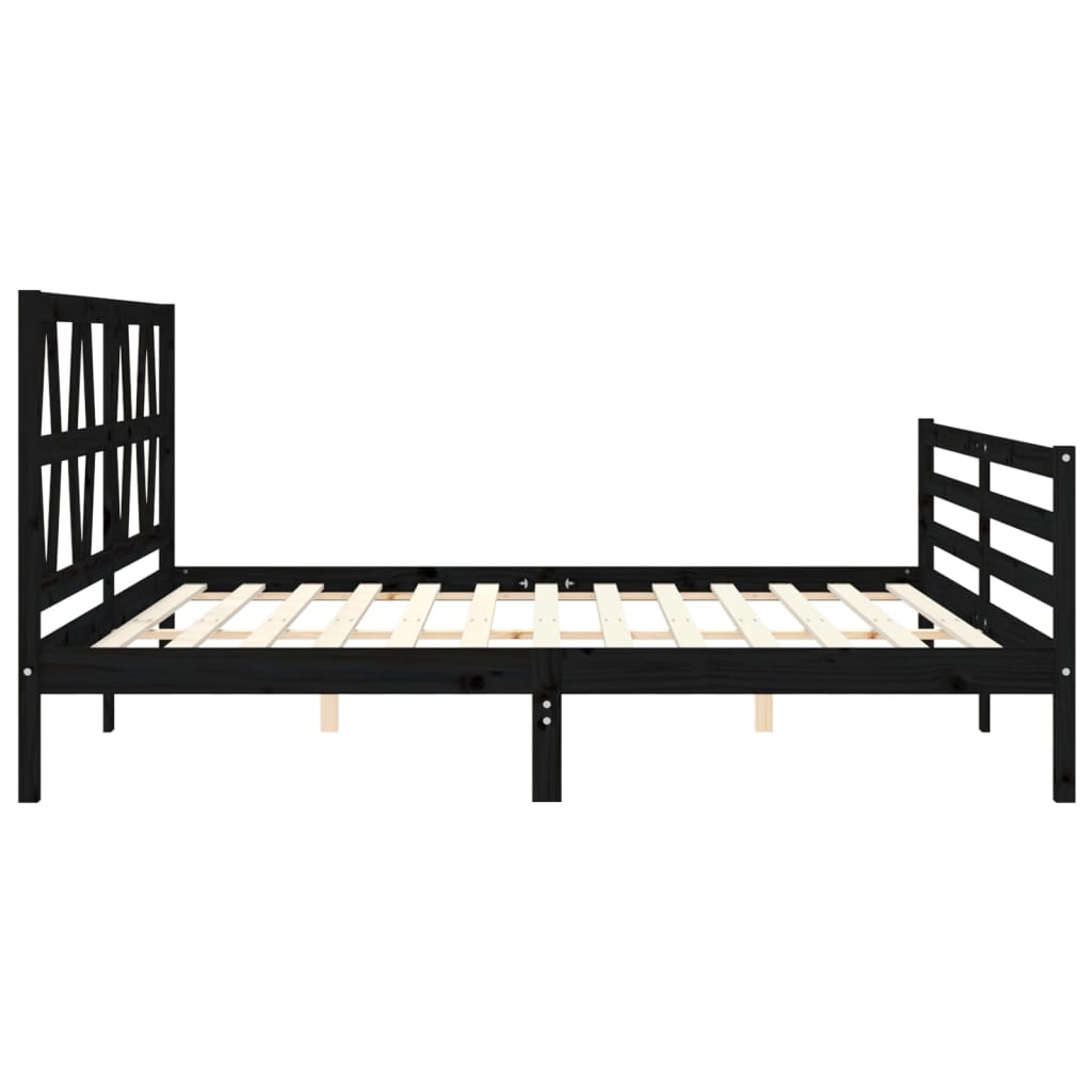 Bed Frame without Mattress Black 183x203 cm King Solid Wood