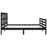 Bed Frame without Mattress Black 183x203 cm King Solid Wood - Close-Up Angle