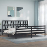 Bed Frame without Mattress Black 183x203 cm King Solid Wood