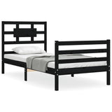 Bed Frame without Mattress Black 90x190 cm Solid Wood - Front View