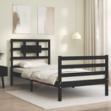 Bed Frame without Mattress Black 90x190 cm Solid Wood - Side View