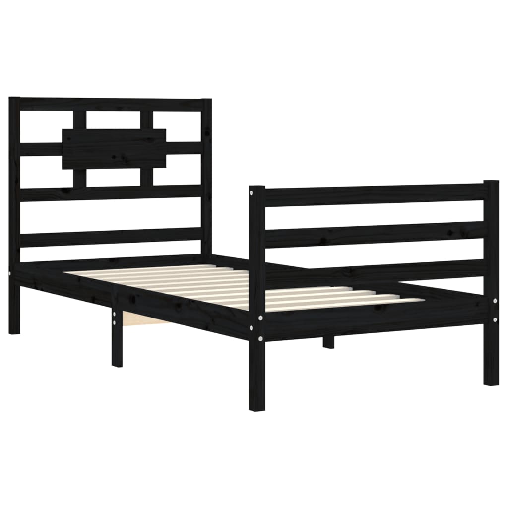 Bed Frame without Mattress Black 90x190 cm Solid Wood