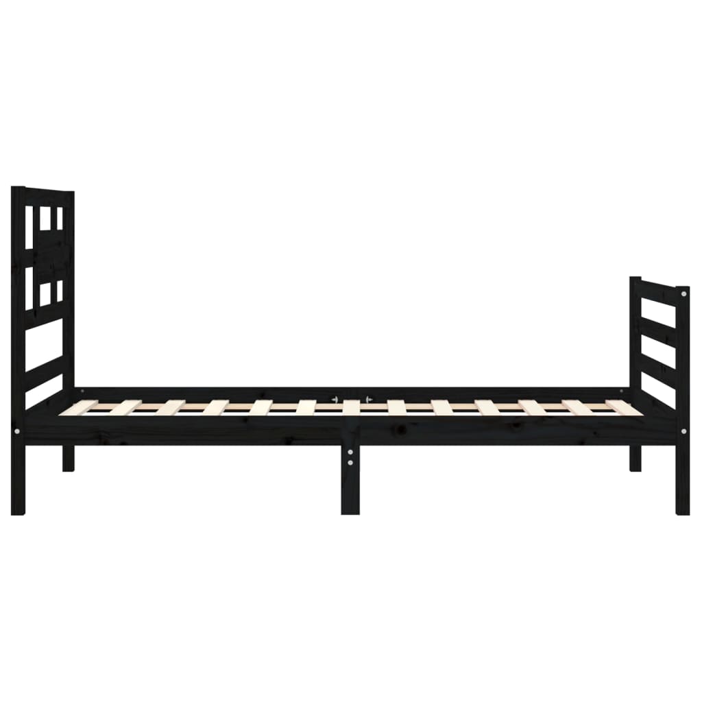 Bed Frame without Mattress Black 90x190 cm Solid Wood