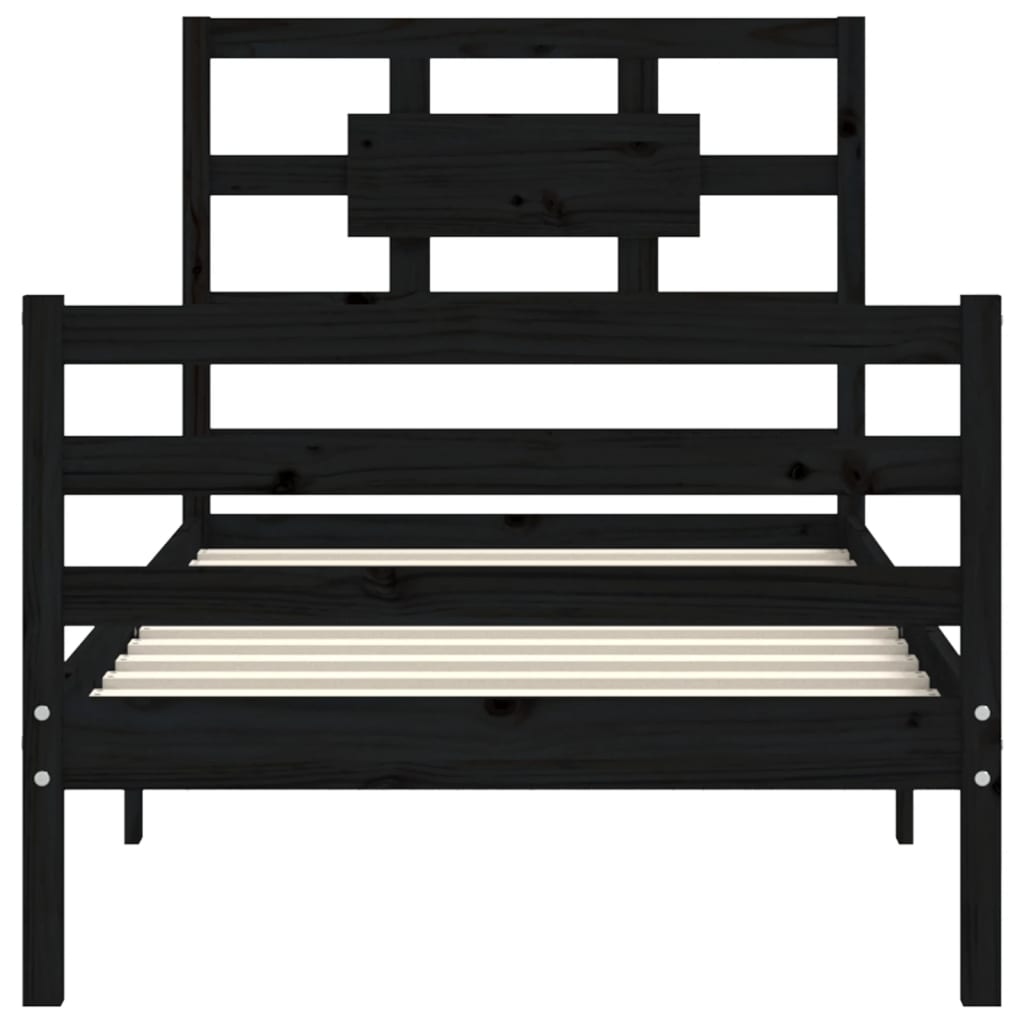 Bed Frame without Mattress Black 90x190 cm Solid Wood
