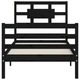 Bed Frame without Mattress Black 90x190 cm Solid Wood - Close-Up Angle