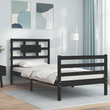 Bed Frame without Mattress Black 90x190 cm Solid Wood