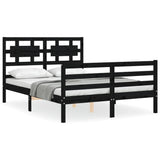 Bed Frame without Mattress Black 135x190 cm Solid Wood