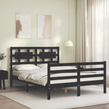 Bed Frame without Mattress Black 135x190 cm Solid Wood - Side View