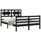 Bed Frame without Mattress Black 135x190 cm Solid Wood - Top-Down View