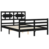 Bed Frame without Mattress Black 135x190 cm Solid Wood