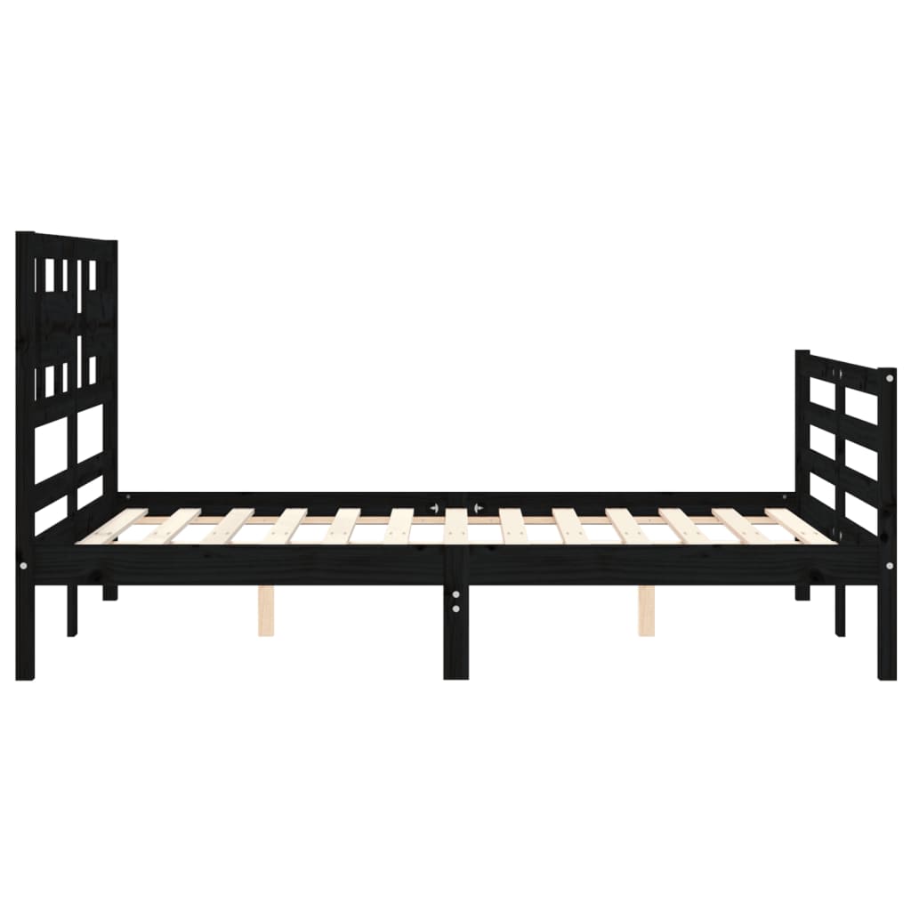 Bed Frame without Mattress Black 135x190 cm Solid Wood