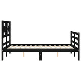 Bed Frame without Mattress Black 135x190 cm Solid Wood