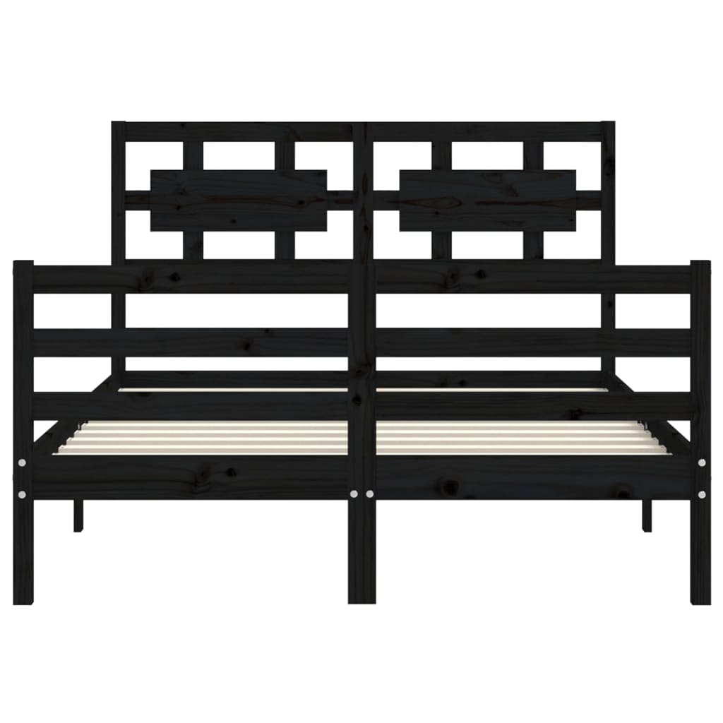 Bed Frame without Mattress Black 135x190 cm Solid Wood