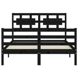 Bed Frame without Mattress Black 135x190 cm Solid Wood - Close-Up Angle