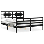 Bed Frame without Mattress Black 150x200 cm Solid Wood