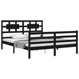 Bed Frame without Mattress Black 150x200 cm Solid Wood