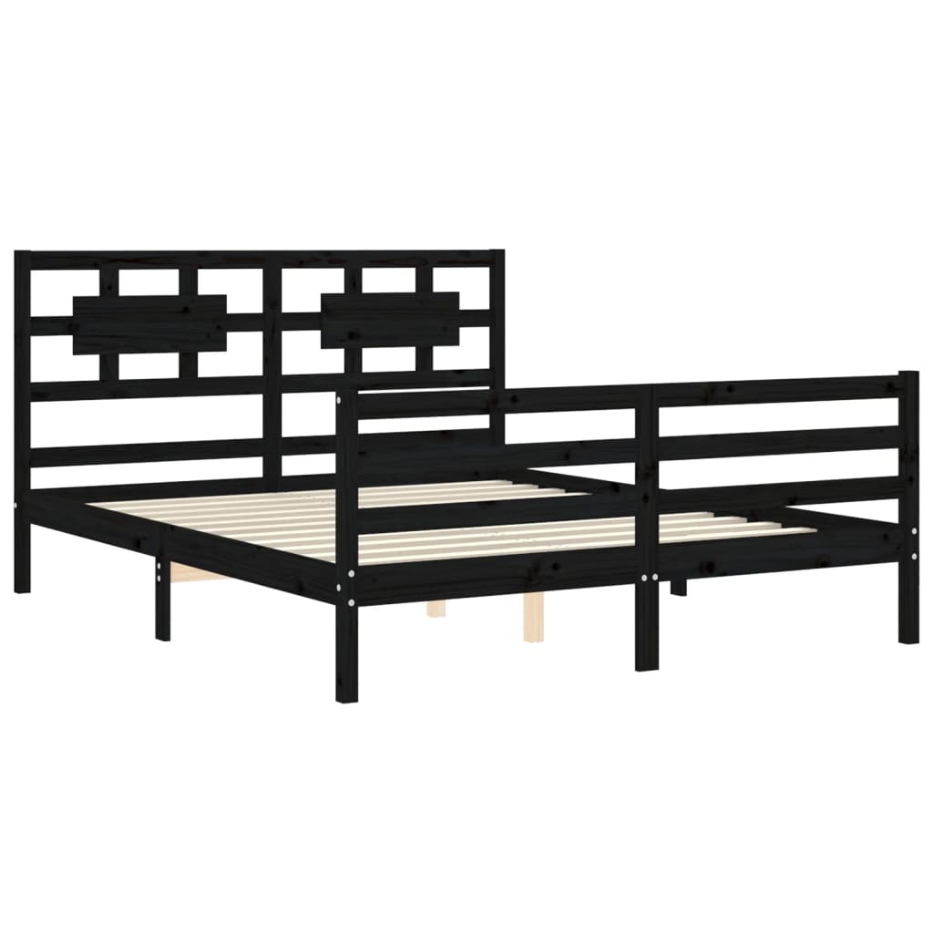 Bed Frame without Mattress Black 150x200 cm Solid Wood