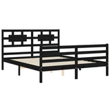 Bed Frame without Mattress Black 150x200 cm Solid Wood