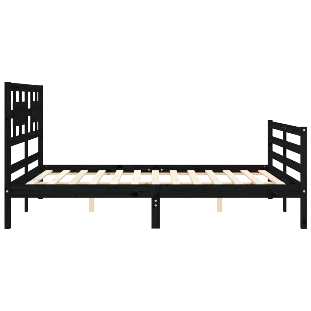 Bed Frame without Mattress Black 150x200 cm Solid Wood