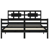 Bed Frame without Mattress Black 150x200 cm Solid Wood
