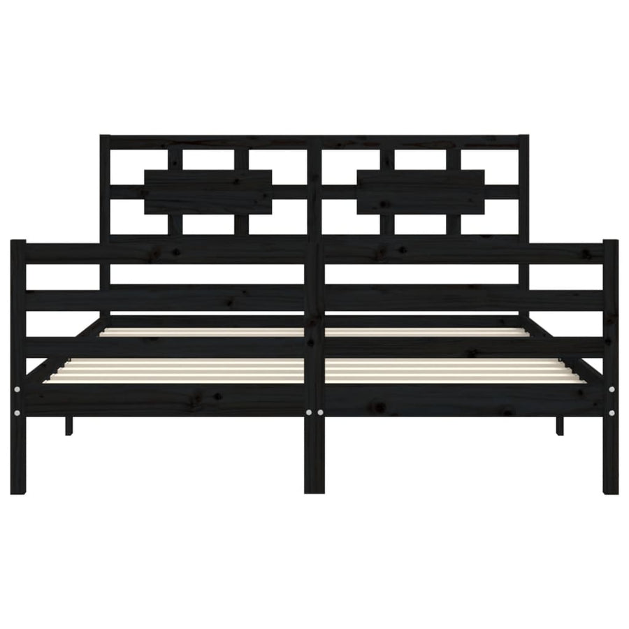Bed Frame without Mattress Black 150x200 cm Solid Wood