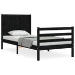 Bed Frame without Mattress Black 90x190 cm Solid Wood
