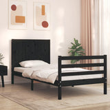 Bed Frame without Mattress Black 90x190 cm Solid Wood - Side View