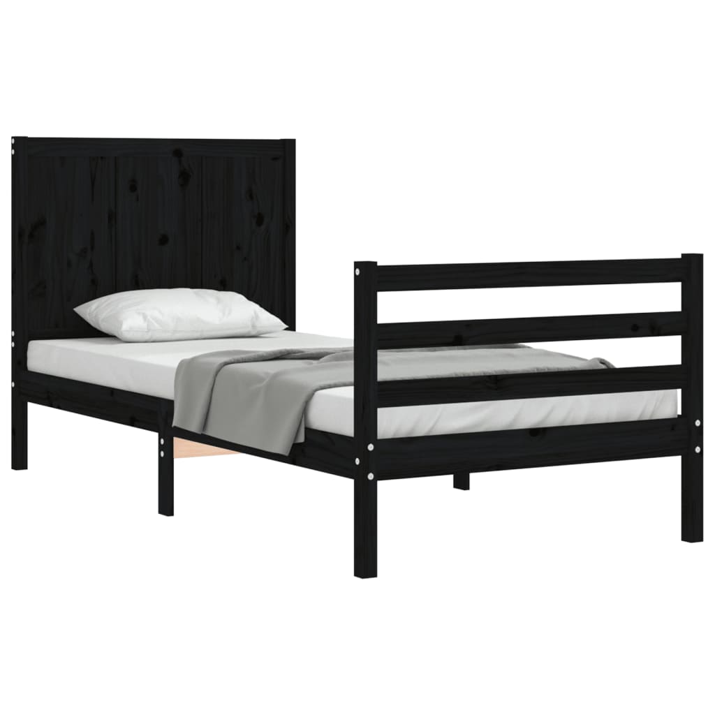 Bed Frame without Mattress Black 90x190 cm Solid Wood