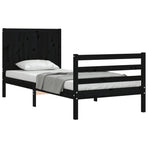 Bed Frame without Mattress Black 90x190 cm Solid Wood