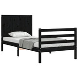 Bed Frame without Mattress Black 90x190 cm Solid Wood - Top-Down View