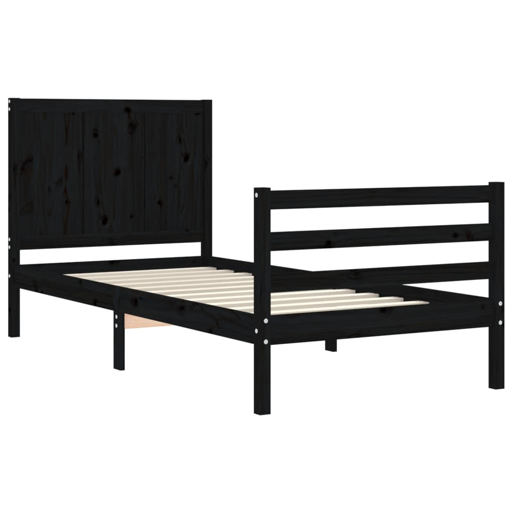 Bed Frame without Mattress Black 90x190 cm Solid Wood