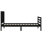 Bed Frame without Mattress Black 90x190 cm Solid Wood