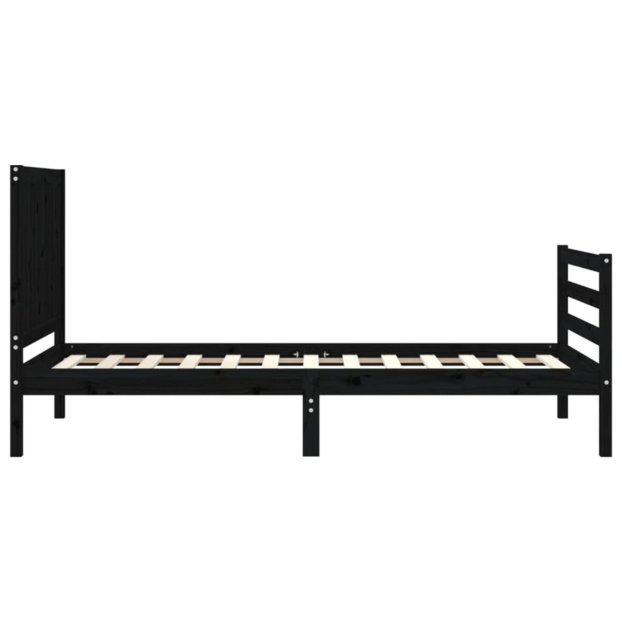 Bed Frame without Mattress Black 90x190 cm Solid Wood