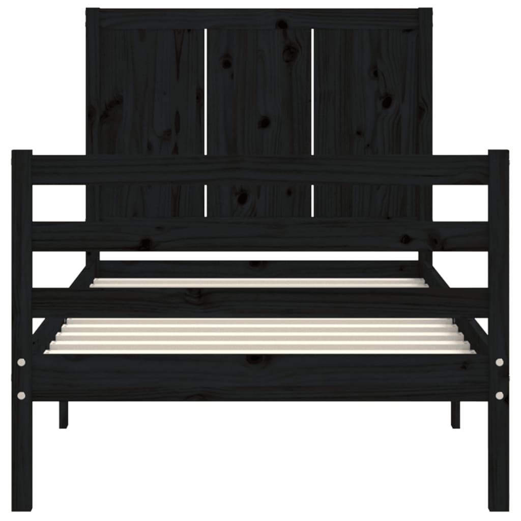 Bed Frame without Mattress Black 90x190 cm Solid Wood
