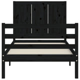 Bed Frame without Mattress Black 90x190 cm Solid Wood