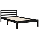 Bed Frame without Mattress Black 90x190 cm Solid Wood - Low Angle