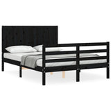 Bed Frame without Mattress Black 135x190 cm Solid Wood