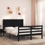 Bed Frame without Mattress Black 135x190 cm Solid Wood