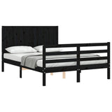 Bed Frame without Mattress Black 135x190 cm Solid Wood