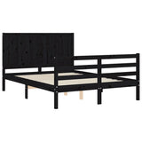 Bed Frame without Mattress Black 135x190 cm Solid Wood