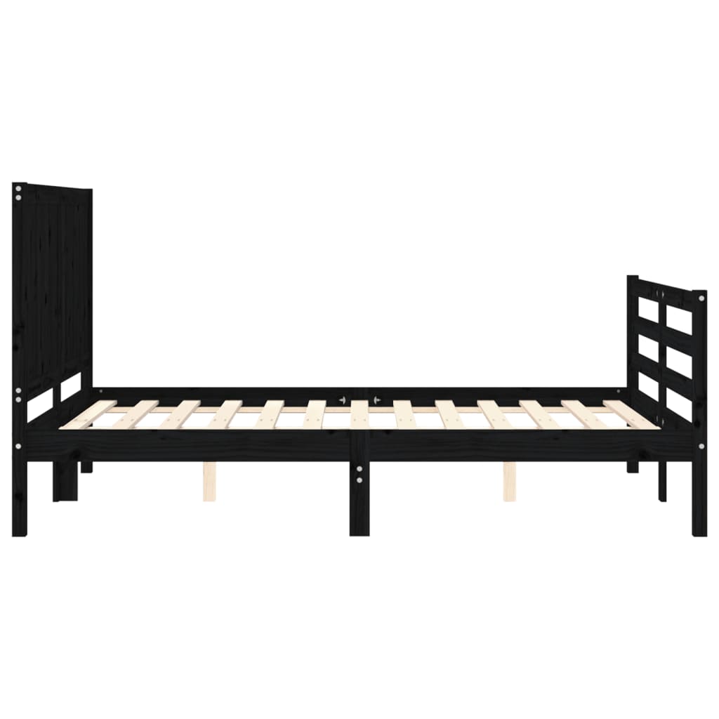 Bed Frame without Mattress Black 135x190 cm Solid Wood