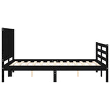 Bed Frame without Mattress Black 135x190 cm Solid Wood