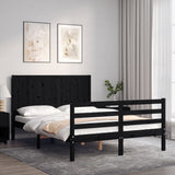 Bed Frame without Mattress Black 135x190 cm Solid Wood