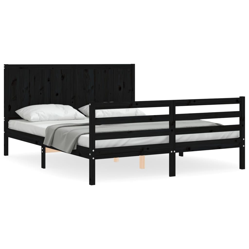 Bed Frame without Mattress Black 150x200 cm Solid Wood