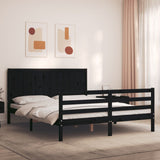 Bed Frame without Mattress Black 150x200 cm Solid Wood