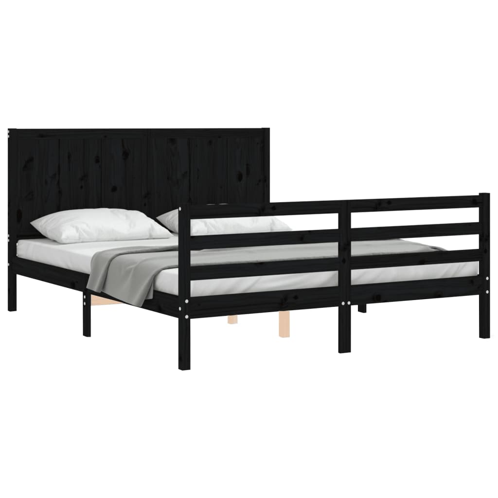 Bed Frame without Mattress Black 150x200 cm Solid Wood